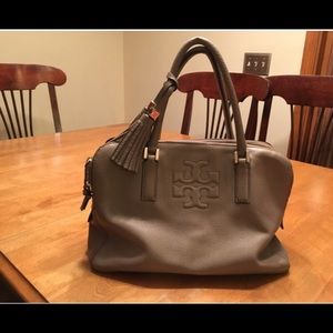Tory Burch Thea Triple Leather Satchel in Taupe